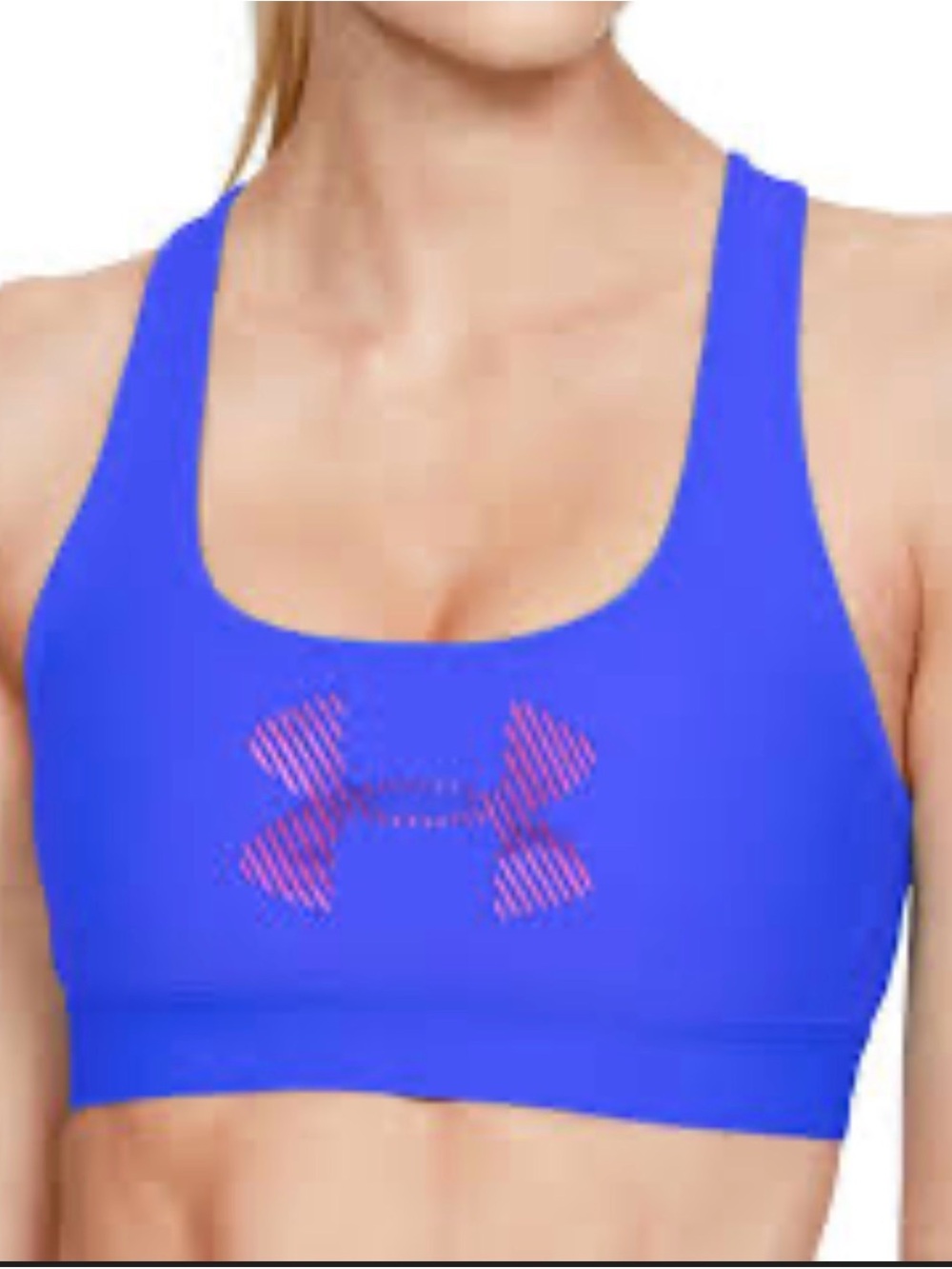 Under Armour Royal Blue Sports Bra with Pink Logo M